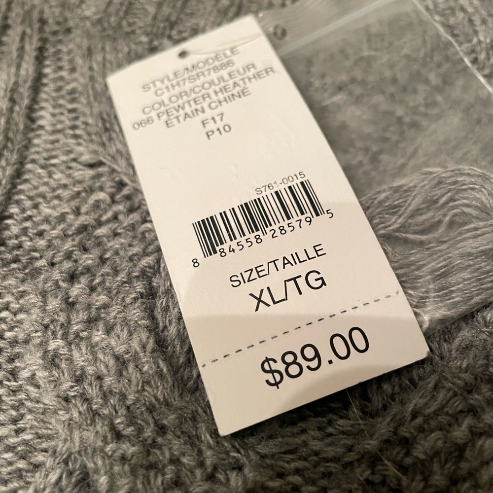 Lord & Taylor Heather Gray Cable Knit Sweater XL - Picture 2 of 2